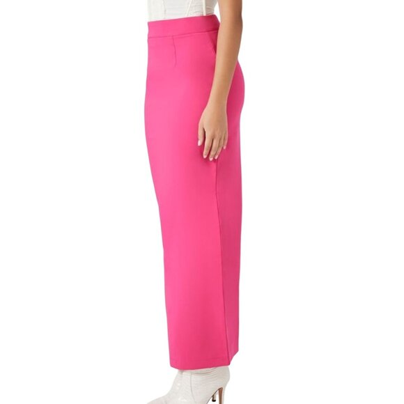 NEW Vibrant Pink Maxi Pencil Skirt with Back Zippered Slit Size S - Picture 3 of 14